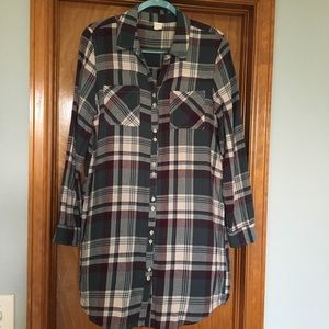 Wild Pearl plaid flannel cotton tunic